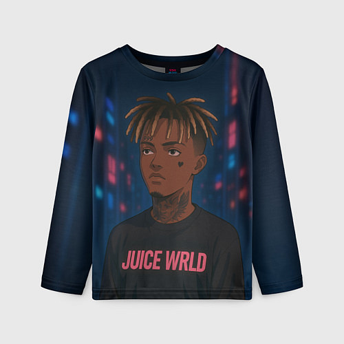 Детский лонгслив Juice WRLD - Неоновый аниме арт / 3D-принт – фото 1