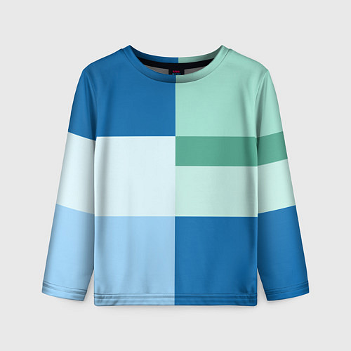 Детский лонгслив Мятное небо колор-блок / 3D-принт – фото 1