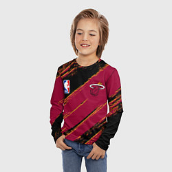 Лонгслив детский Майами Хит - цвета команды, цвет: 3D-принт — фото 2