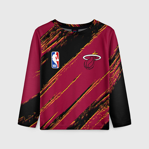 Детский лонгслив Майами Хит - цвета команды / 3D-принт – фото 1