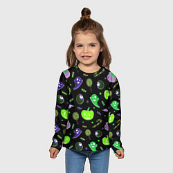 Лонгслив детский Halloween black pumpkin pattern, цвет: 3D-принт — фото 2