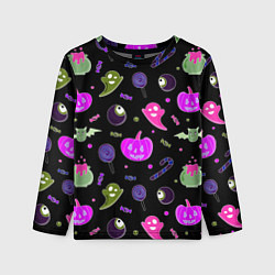 Лонгслив детский Halloween pink black pumpkin, цвет: 3D-принт