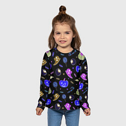 Лонгслив детский Halloween blue black pumpkin, цвет: 3D-принт — фото 2