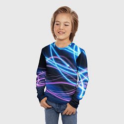 Лонгслив детский Неоновая абстракция на темном, цвет: 3D-принт — фото 2