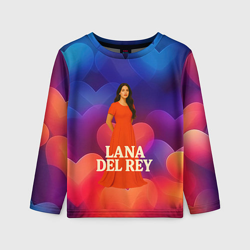 Детский лонгслив Lana Del Rey на фоне сердечек / 3D-принт – фото 1