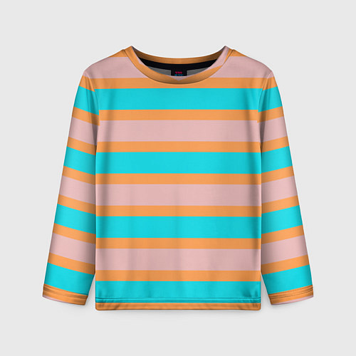 Детский лонгслив Полосы бирюзово-розовые / 3D-принт – фото 1