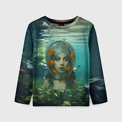 Лонгслив детский Леди Гага под водой в аквариуме, цвет: 3D-принт