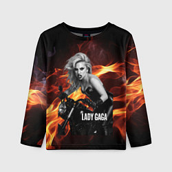 Детский лонгслив Леди Гага на мотоцикле