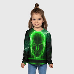 Лонгслив детский Неоновая голова, цвет: 3D-принт — фото 2