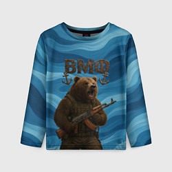 Лонгслив детский ВМФ Медведь с АК-47, цвет: 3D-принт