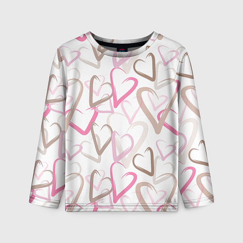 Детский лонгслив Розовые сердца / 3D-принт – фото 1