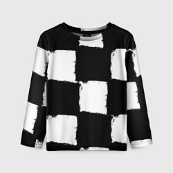 Детский лонгслив Черные квадраты в виде шахматной доски