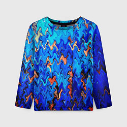 Детский лонгслив Сине-голубой стекающая абстракция