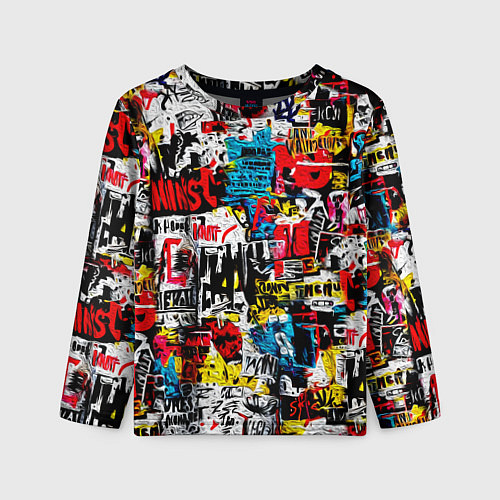 Детский лонгслив Граффити коллаж / 3D-принт – фото 1