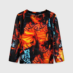 Лонгслив детский Абстрактная текстура рыжего пламени, цвет: 3D-принт