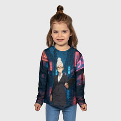 Лонгслив детский Dandadan Seiko в городе с планшетом, цвет: 3D-принт — фото 2