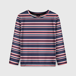 Лонгслив детский Полосы сине-кораловые, цвет: 3D-принт