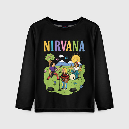 Детский лонгслив Нирвана мультяшный стиль / 3D-принт – фото 1