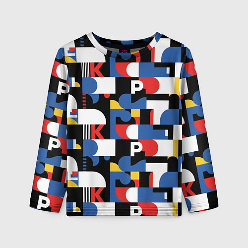 Детский лонгслив Геометрия букв / 3D-принт – фото 1