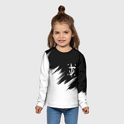 Лонгслив детский Doom краски черно белый, цвет: 3D-принт — фото 2