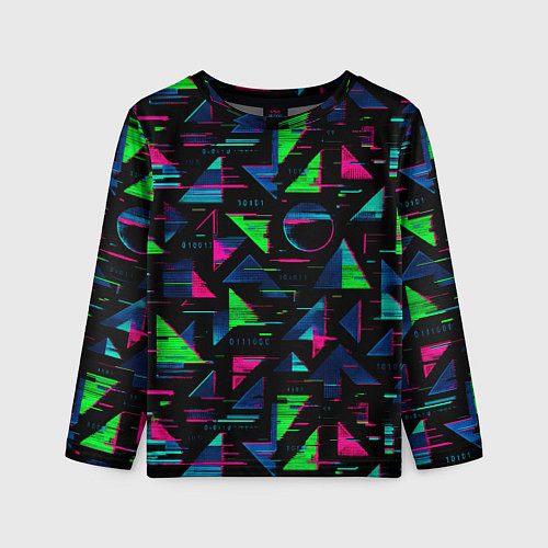 Детский лонгслив Геометрия глитч / 3D-принт – фото 1