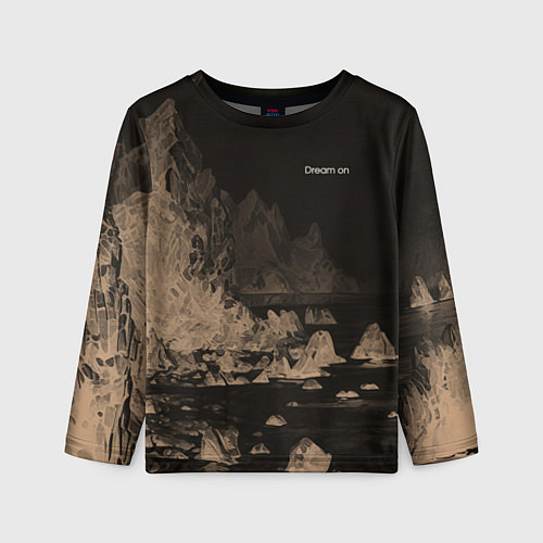 Детский лонгслив Dream on тёмно-коричневый / 3D-принт – фото 1