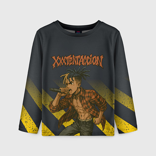 Детский лонгслив XXXTentacion с микрофоном в аниме стиле / 3D-принт – фото 1