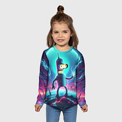 Лонгслив детский Робот-сгибальщик Бендер пропускает через себя молн, цвет: 3D-принт — фото 2