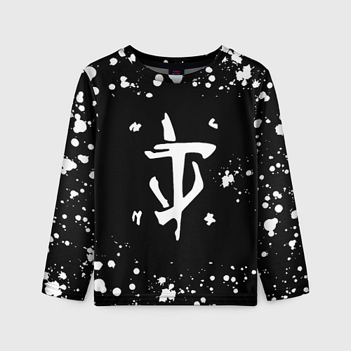 Детский лонгслив Doom брызги белых красок / 3D-принт – фото 1