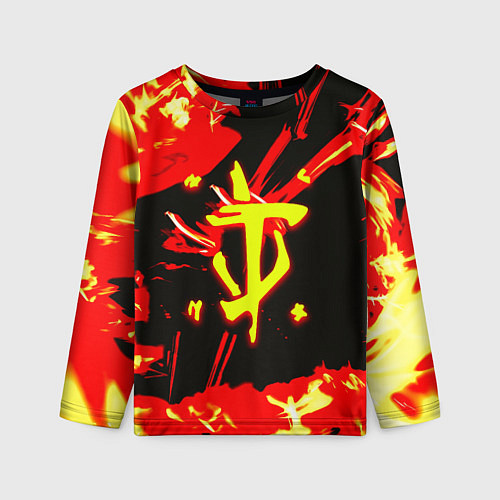 Детский лонгслив Doom огненный / 3D-принт – фото 1