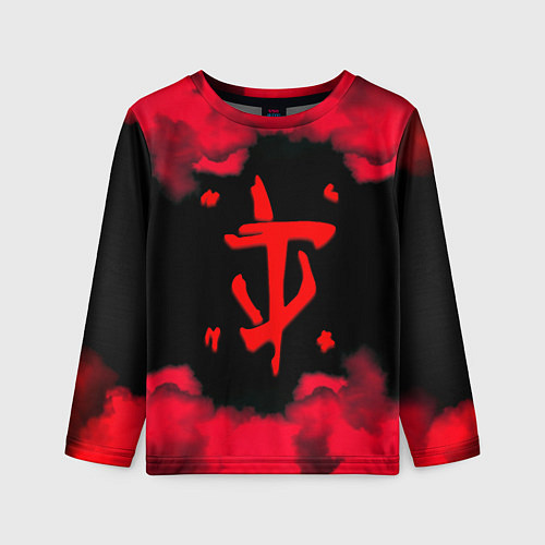 Детский лонгслив Doom огненные краски / 3D-принт – фото 1