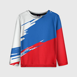 Лонгслив детский Белый Синий Красный, цвет: 3D-принт