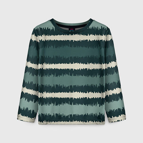 Детский лонгслив Полосы зигзагообразные зеленые / 3D-принт – фото 1