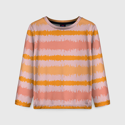 Детский лонгслив Полосы зигзагообразные оранжево-розовые / 3D-принт – фото 1