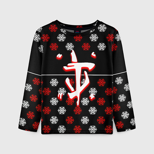 Детский лонгслив Doom winter pattern steel / 3D-принт – фото 1