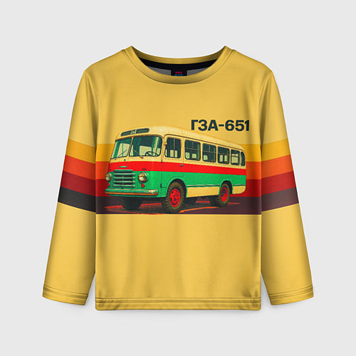 Детский лонгслив Ретро автобус ГЗА-651 поп-арт / 3D-принт – фото 1