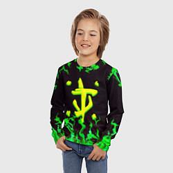 Лонгслив детский Doom зелёный огонь, цвет: 3D-принт — фото 2