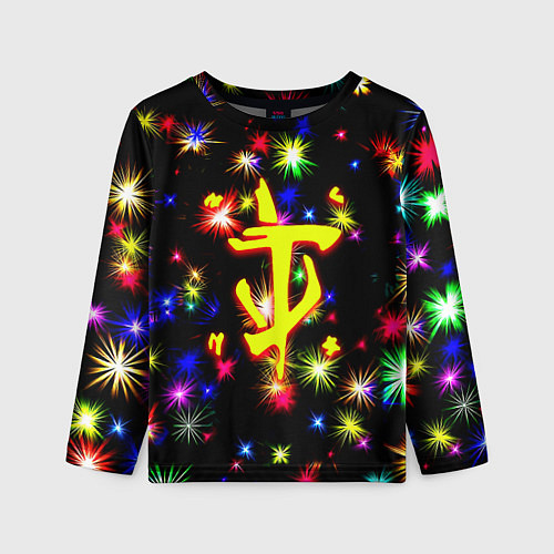 Детский лонгслив Doom новогодние искры / 3D-принт – фото 1