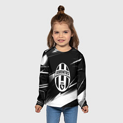 Лонгслив детский Juventus geometry stripes black, цвет: 3D-принт — фото 2