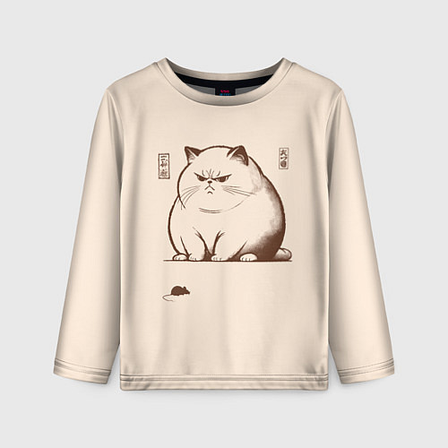Детский лонгслив Недовольный кот и мышь / 3D-принт – фото 1
