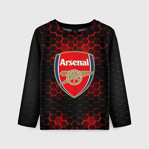 Детский лонгслив Арсенал красные соты / 3D-принт – фото 1
