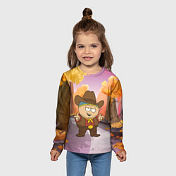 Лонгслив детский Эрик Картман ковбой осенью, цвет: 3D-принт — фото 2