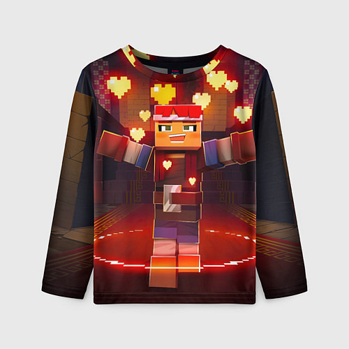 Детский лонгслив Майнкрафт - сердечки / 3D-принт – фото 1