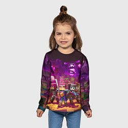 Лонгслив детский Майнкрафт - герои в окружении, цвет: 3D-принт — фото 2