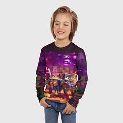 Лонгслив детский Майнкрафт - герои в окружении, цвет: 3D-принт — фото 2