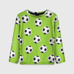 Детский лонгслив Футбольные мячи на зеленом