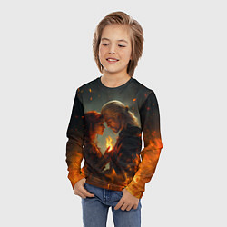 Лонгслив детский Ведьмак и Трисс огненная стихия, цвет: 3D-принт — фото 2