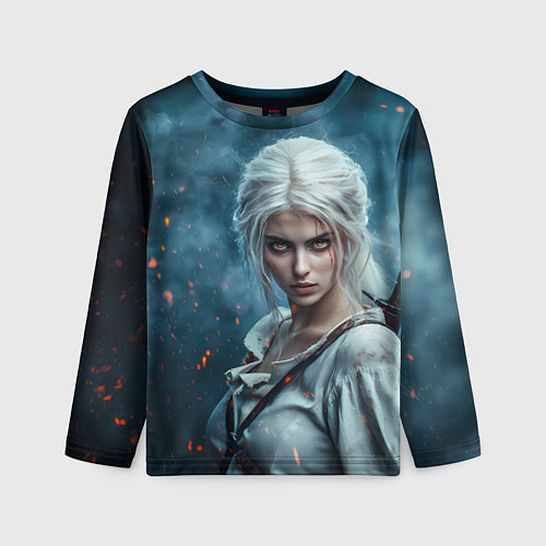 Детский лонгслив Цири с огненными глазами / 3D-принт – фото 1