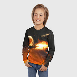 Лонгслив детский Цири сражается с монстром медведем, цвет: 3D-принт — фото 2