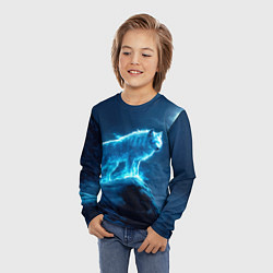 Лонгслив детский Волк на горе в полнолуние, цвет: 3D-принт — фото 2